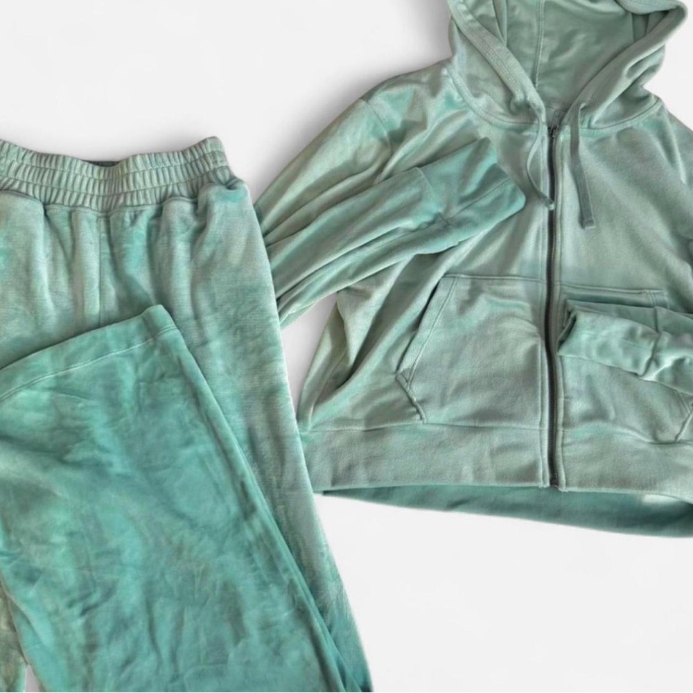 Dusty Blue Velour Tracksuit Set